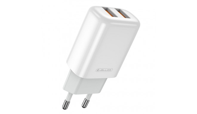 Jellico EU02 12W 2x USB 2.4A Pistik Kiire Kohanduv Laadija Ühtne Kõikidele Mobiilseadmetele Valge
