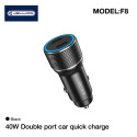 Jellico F8 40W Compact Car DC 12-24V Dual PD 20W USB-C Socket 3A Adaptive Fast Charger Black