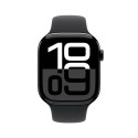 Apple Watch Series 10 GPS + Cellular 46mm Jet Black Aluminium Case with Black Sport Band - M/L