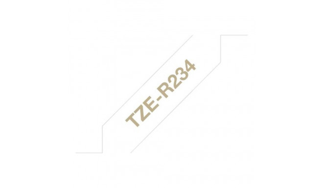 Brother TZE-R234 label-making tape Gold on white