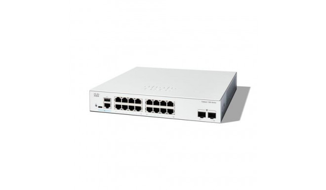 Cisco Catalyst 1300-16T-2G Managed Switch, 16 Port GE, 2x1GE SFP, Limited Lifetime Protection (C1300