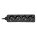 Deltaco GT-0421 power extension 3 m 4 AC outlet(s) Indoor Black