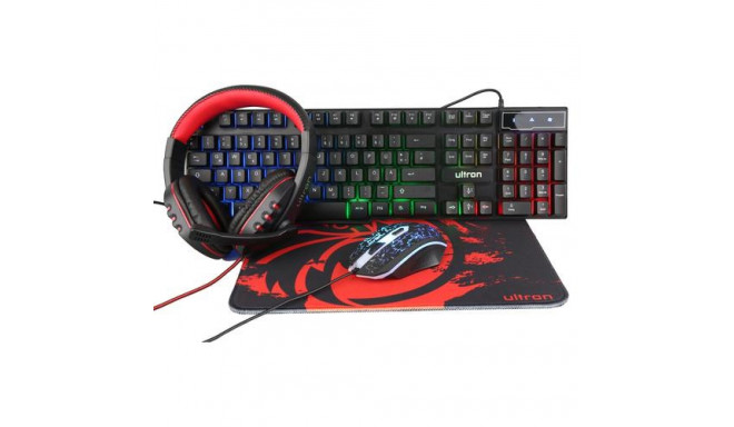 Ultron HAWK Gaming Set keyboard Mouse included QWERTZ German Black, Red, White