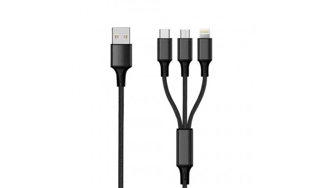 2GO 797154 USB cable 3 m USB B USB C/Micro-USB B/Lightning Black