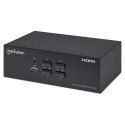 Manhattan HDMI KVM Switch 4-Port, 4K@30Hz, USB-A/3.5mm Audio/Mic Connections, Cables included, Audio