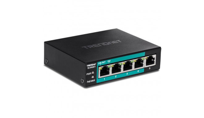 Trendnet TE-FP051 network switch Unmanaged Fast Ethernet (10/100) Power over Ethernet (PoE) Black