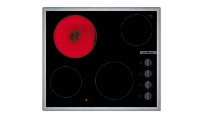 Bosch Serie 2 PKE645CA2E hob Black, Stainless steel Built-in 60 cm Ceramic 4 zone(s)