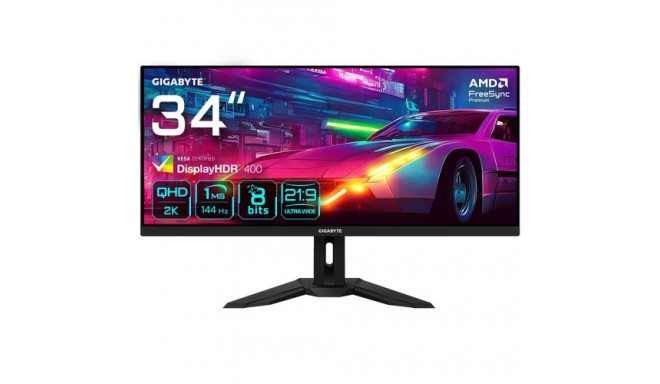 GIGABYTE M34WQ 34&quot; WQHD Gaming Monitor - 3440 x 1440, 144Hz, 1ms, 400 cd/m², FreeSync Premi