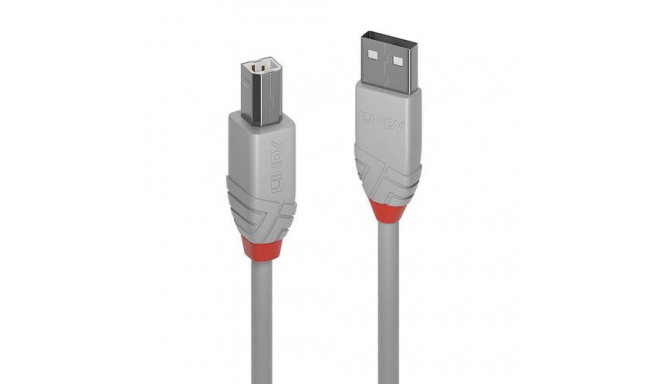 Lindy 5m USB 2.0 Type A to B Cable, Anthra Line, Grey