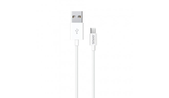 USB-kaabel-mikro USB Savio CL-124 Valge 2 m