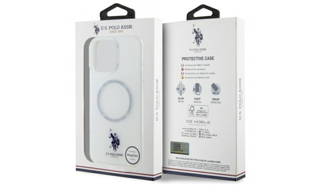 US Polo USHMP16LHOCLDPW iPhone 16 Pro 6.3" valge IML Ring MagSafe