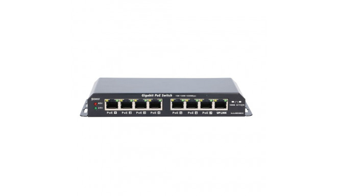 Extralink KRATOS | PoE Switch | 7x Gigabit PoE, 1x Uplink RJ45, 24V 2.5A Power Supply, 60W Power