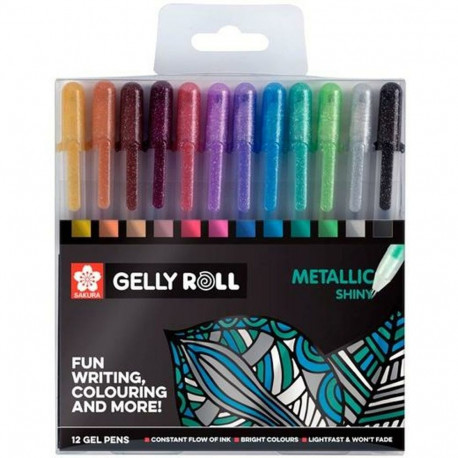Biro pastapliiatsite komplekt Talens Sakura Gelly Roll Metallic 12 Tükid, osad