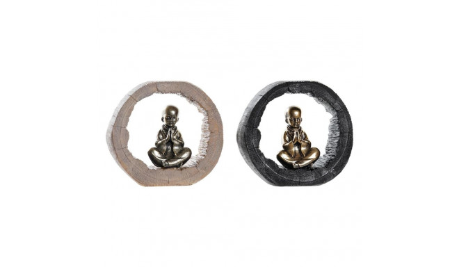 Dekoratīvās figūriņas DKD Home Decor Melns Bronza Mūks Austrumniecisks 20,8 x 6,5 x 18,5 cm (2 gb.)