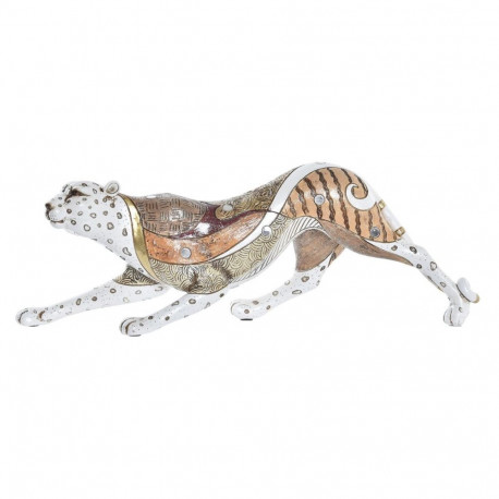 Dekoratiivkuju DKD Home Decor Valge Mitmevärviline Oranž Valge/Oranž Leopard Koloniaalne 30 x 40 cm