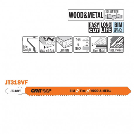 Tikksaelehed, 5 tk bim 132x1.7-2.6x10-15 TPI (fine) wood/metal