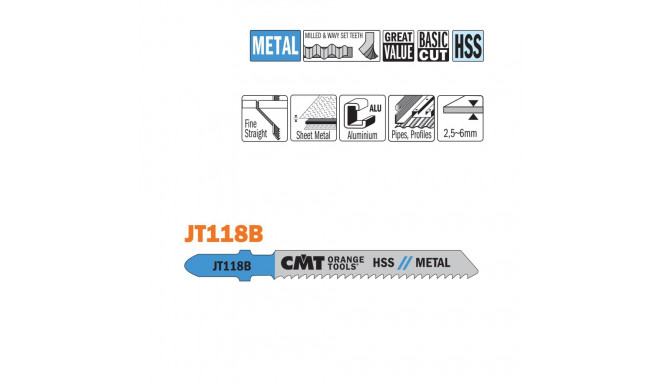 5 JIG SAW BLADES HSS 76x2x12TPI (METAL/STRAIGHT/FINE)