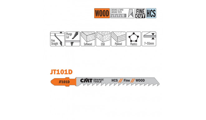 5 JIG SAW BLADES HCS 100X4X6TPI (WOOD/STRAIGHT/FINE)