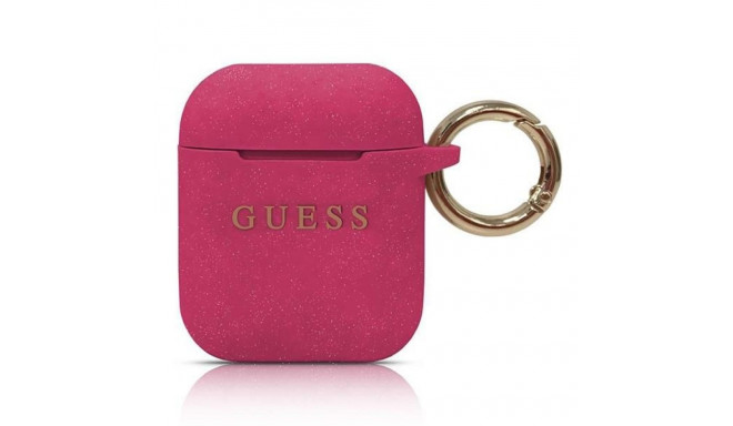 Guess Guess GUACCSILGLFU AirPods cover fuchsia / fuchsia Silicone Glitter