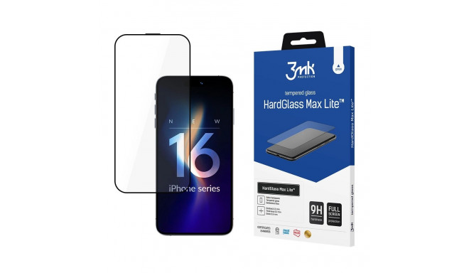 3mk HardGlass Max Lite Tempered Glass with Black Frame for iPhone 16 Pro