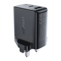 Acefast wall charger (UK plug) USB Type C / USB 32W, PPS, PD, QC 3.0, AFC, FCP black (A8 black)