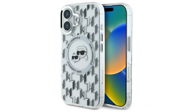 Karl Lagerfeld IML Monogram Karl & Choupette Head MagSafe iPhone 16 Case - Clear