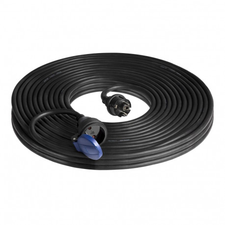 pritsmekindel töökoja pikendusjuhe IP44, 1x2P+Z 30m, õlikindel kummikaabel H07RN-F 3x1,5mm², 230VAC/