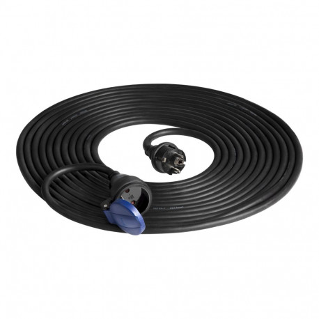 pritsmekindel töökoja pikendusjuhe IP44, 1x2P+Z 10m, õlikindel kummikaabel H07RN-F 3x1,5mm², 230VAC/
