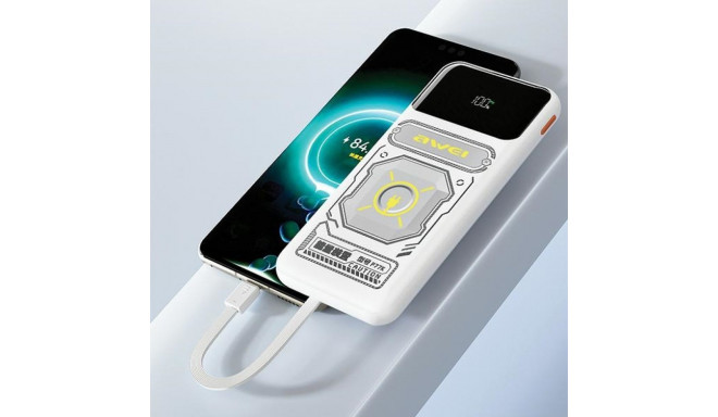 AWEI akupank sisseehitatud Lightning/USB-C kaabliga P77K 10000mAh must/must 22.5W