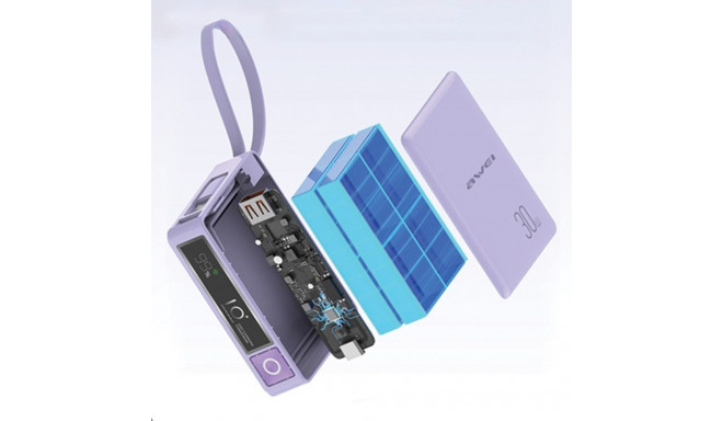 AWEI PowerBank with built-in cableP87K 10000mAh black/black 30W
