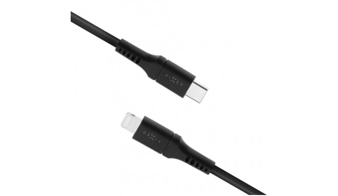 Fikseeritud | Vedel silikoonkaabel USB-C/Lightning, 1.2m | FIXDLS-CL12-BK