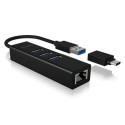 Hub IcyBox 4-Port IB-HUB1419-LAN USB 3.0 Hub & LAN Adapter