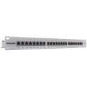 Intellinet Patch Panel, Cat6, FTP, 24-Port, 1U, Shielded, 90° Top-Entry Punch-Down Blocks, Grey