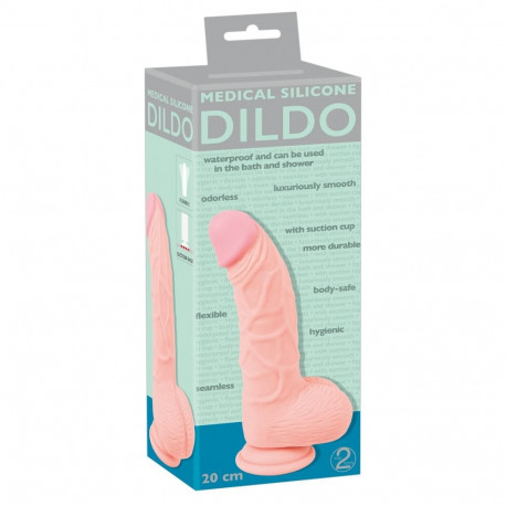 dildo meditsiinilisest silikoonist imekorgiga 20cm