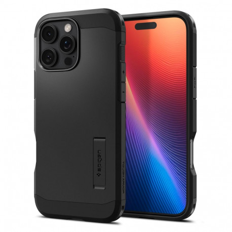 Kaitseümbris Tough Armor AI (MagFit), Apple iPhone 16 Pro, must, tugijalaga, MagSafe, Spigen