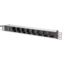 Digitus Socket strip with aluminum profile and back-up fuse, 8-way Italian output, 2 m cable IEC C14