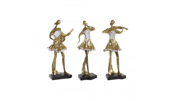 Decorative Figure DKD Home Decor Music 20 x 12 x 41,5 cm Ballerina Golden Romantic (3 Units)