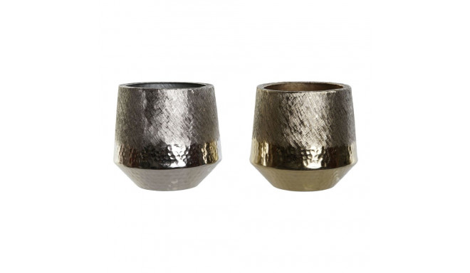 Centerpiece DKD Home Decor Golden Silver Aluminium 19 x 19 x 20 cm (2 Units)