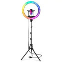 Visional RL018-RGB LED ring light 50W 5500Lm 480+64(RGB)LED diam.44.5cm floor stand 200cm 3x phone h