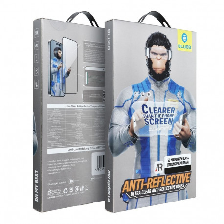 BlueO 5D Mr. Monkey Glass Strong Premium AR karastatud klaas kaetud raamiga Apple iPhone 16 must
