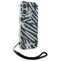 Karl Lagerfeld KLHCP16SHZBPKCCK iPhone 16 6.1" black/black hardcase IML Zebra Pattern & Cord