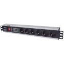 INTELLINET 19inch Power Strip 6-way German layout with Surge Protection 3m Power Cord 1.5U