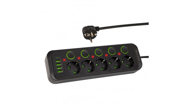 98-209# ps-550s 5-gniazd 4xusb 1xusb-c 5m must 3x1mm