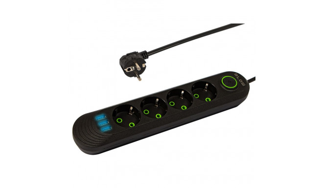 98-222# Przedłużacz sieciowy ps-450 4-gniazda 3xusb 5m czarny 3x1mm