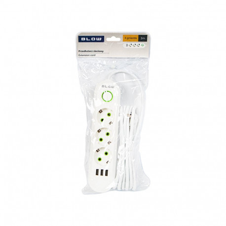 98-217# ps-330 3-pesaga 3xusb 3m valge 3x1mm pikendusjuhe