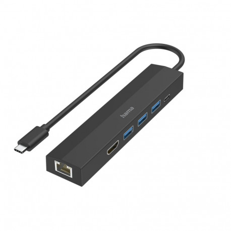 Port replikaator Hama USB-C Multiport Adapter 3xUSB-A/HDMI 4K@30Hz/USB-C USB3.2 Gen1 Power Delivery 