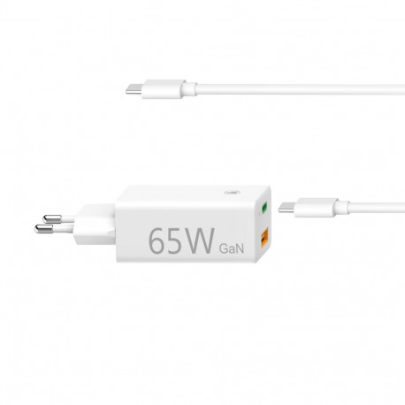 USB-laadija seinapesasse Hama GaN 65W, USB-C Power Delivery (PD) + USB-A Qualcomm QuickCharge QC3.0,