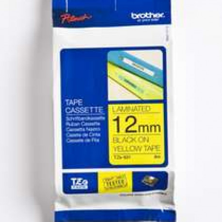 BROTHER TZE631 teipkassett 12mm8m kollane/must P-touch 200 300 500 seeria jaoks