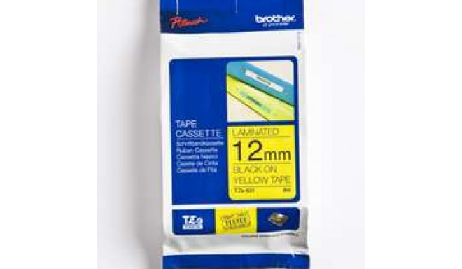 BROTHER TZE631 teipkassett 12mm8m kollane/must P-touch 200 300 500 seeria jaoks