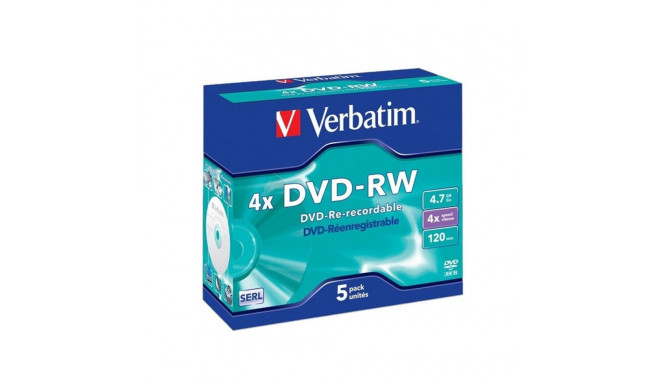 DVD-RW Ketas 4.7GB 4X 5-pakk Verbatim